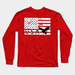 USA American Flag Vintage with eagle Patriotic Day 4th of July Long Sleeve T-Shirt